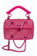 Valentino Garavani Small Roman Stud Shoulder Bag Crystal Pink