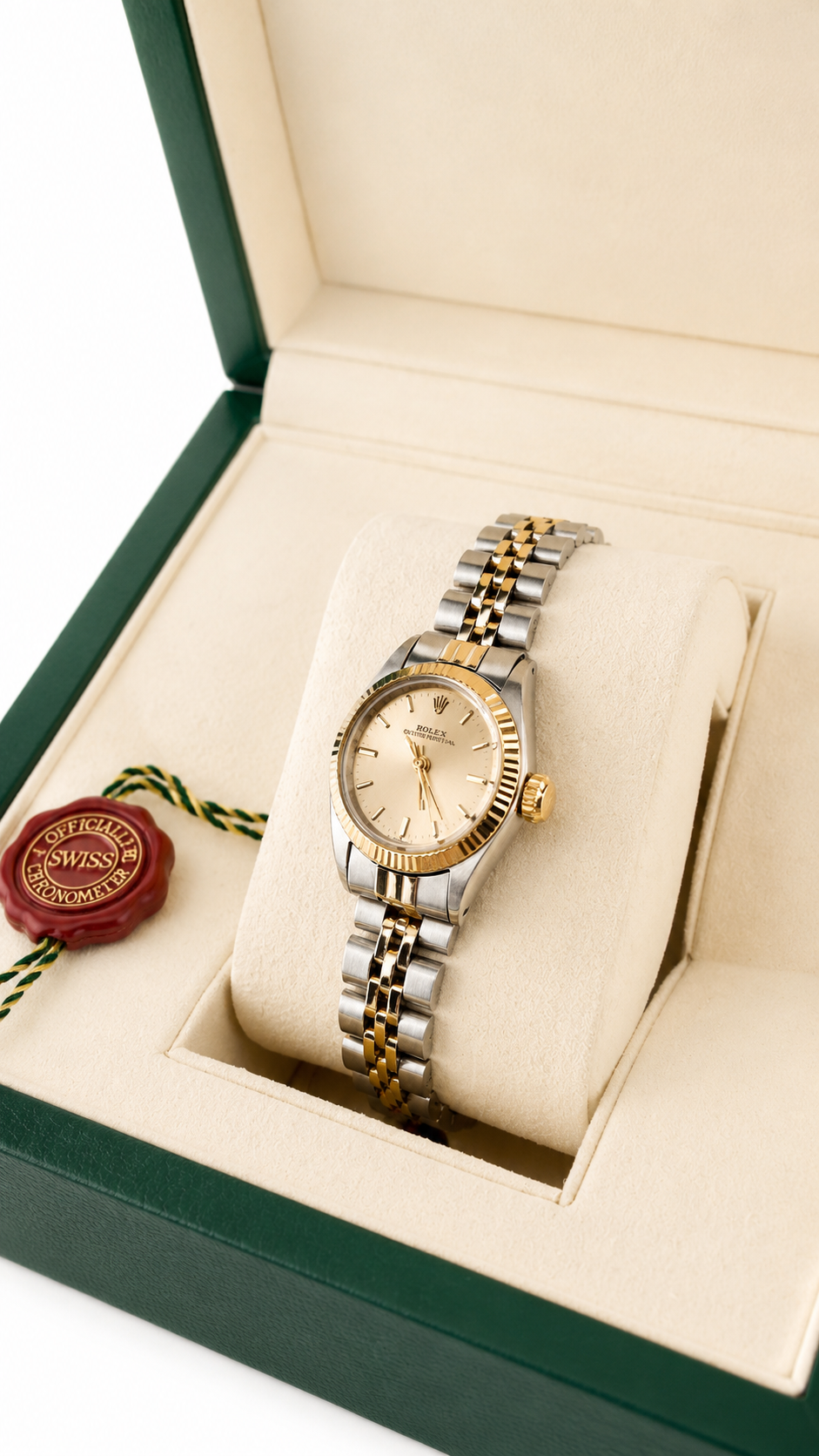 Rolex Oyster Perpetual Lady Acciaio e Oro Champagne Dial